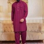 Sultan Men’s Embroidery Kabli Set – Deep Maroon