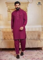Sultan Men’s Embroidery Kabli Set – Deep Maroon