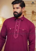 Sultan Men’s Embroidery Kabli Set – Deep Maroon - Image 2