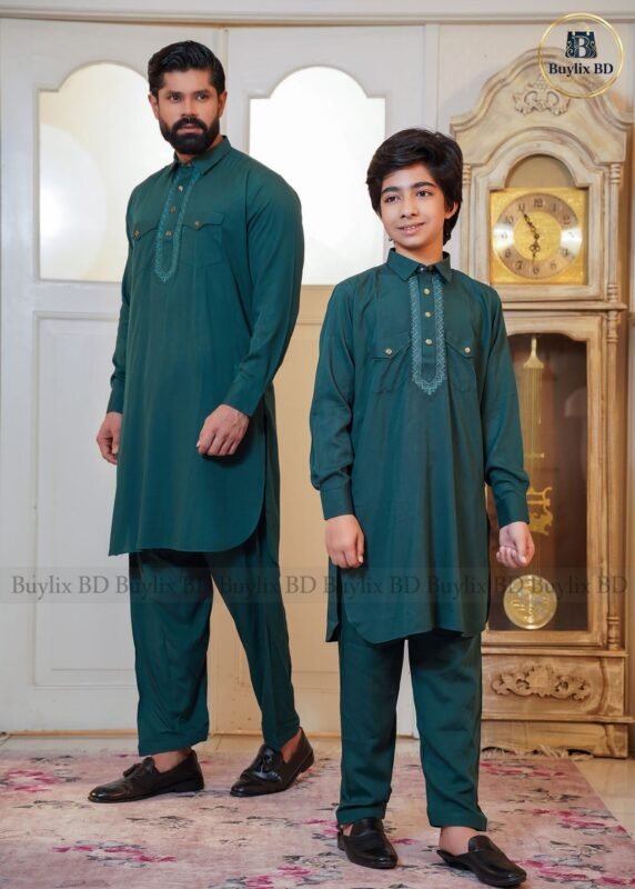 DSC04007-scaled-1.jpg Sultan Father & Son Kabli Set – Green - Image 1