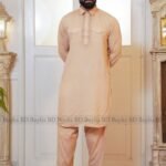 Sultan Men’s Embroidery Kabli Set – Biscuit