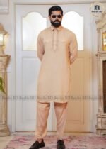 Sultan Men’s Embroidery Kabli Set – Biscuit