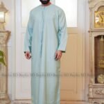 Premium AC Cotton Moroccan Style Jubba for Men | Elegant & Comfortable - Mint Green