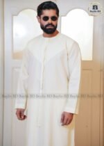Premium AC Cotton Moroccan Style Jubba for Men | Elegant & Comfortable - Ivory Cream - Image 3