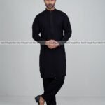 Exclusive Men’s Embroidered Kabli Set – Black