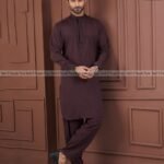 Exclusive Men’s Embroidered Kabli Set – Coffee