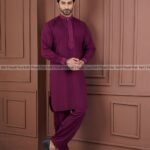Exclusive Men’s Embroidered Kabli Set – Deep Meroon