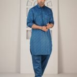 Premium Printed Kabli Set – Blue